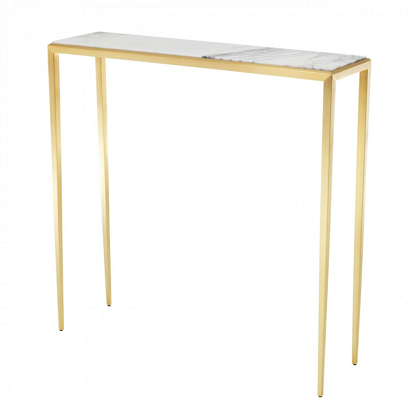 Консоль Eichholtz Console Table Henley S Золотой Белый Мрамор Bianco в Орле | Loft Concept 