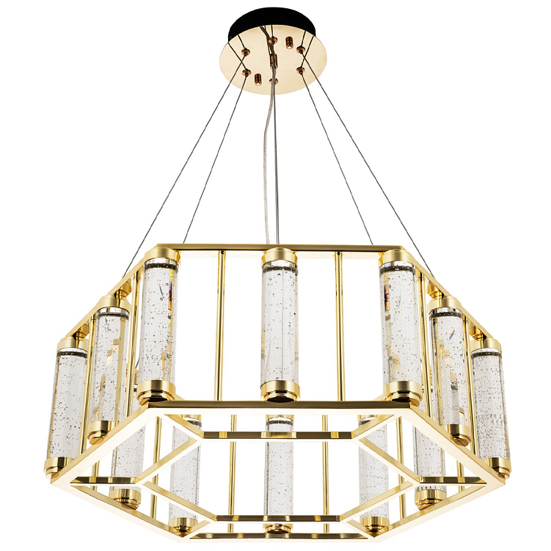 Люстра в форме шестиугольника с хрустальным декором Agace Crystal Chandelier Золотой Прозрачный Люстра в форме шестиугольника с хрустальным декором Agace Crystal Chandelier Золотой Прозрачный в Орле | Loft Concept
