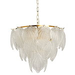Люстра на цепи с прозрачными стеклянными подвесками в виде листьев Textured Glass Chandelier варинант исполнения - 1 | Loft Concept в Орле