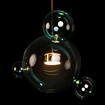 Подвесной светильник с прозрачными бирюзовыми стеклянными шарами и золотыми деталями Диаметр 43 Giopato & Coombes варинант исполнения - 6 | Loft Concept в Орле