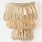 Настенный светильник с подвесками из деревянных бусин молочного цвета Wooden Beads Wall Lamp варинант исполнения - 3 | Loft Concept в Орле
