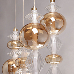 Люстра с плафонами из прозрачного и янтарного стекла в виде шаров и ромбов Gabriel Scott Luna варинант исполнения - 7 | Loft Concept в Орле