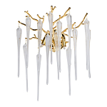 Бра золотого цвета с разветвленными ветвями и длинными прозрачными подвесками в форме стеклянных сосулек Droplet Chandelier варинант исполнения - 1 | Loft Concept в Орле