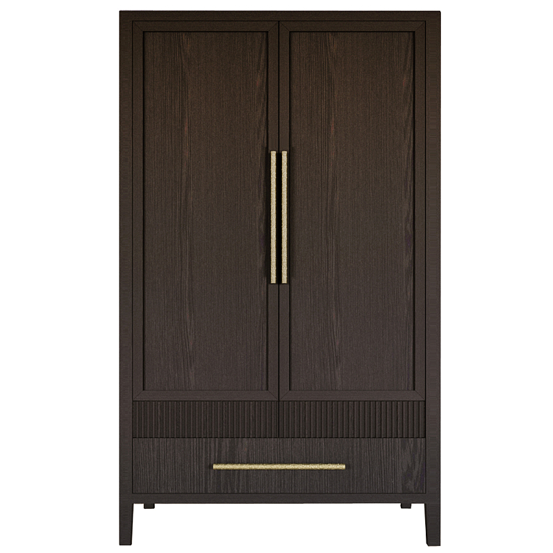 Шкаф платяной Primo с выдвижными ящиками шпон Темный орех Темный дуб Золотой в Орле | Loft Concept 