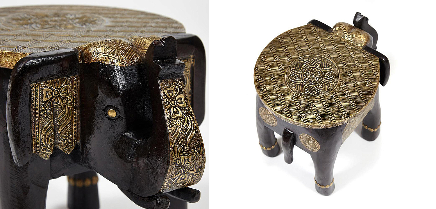 Журнальный стол Antique Indian Brass Mango Wood Elephant Table Журнальный стол Antique Indian Brass Mango Wood Elephant Table - Loft-Concept в Орле