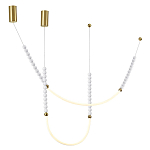 Подвесной светильник с 3-мя изогнутыми плафонами и белыми декоративными шариками PEARLS Suspension варинант исполнения - 4 | Loft Concept в Орле