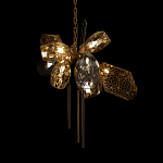 Люстра подвесная со стеклянными плафонами из дымчатого и золотистого с тремя вертикальными подвесками Gilded Mirage  варинант исполнения - 4 | Loft Concept в Орле