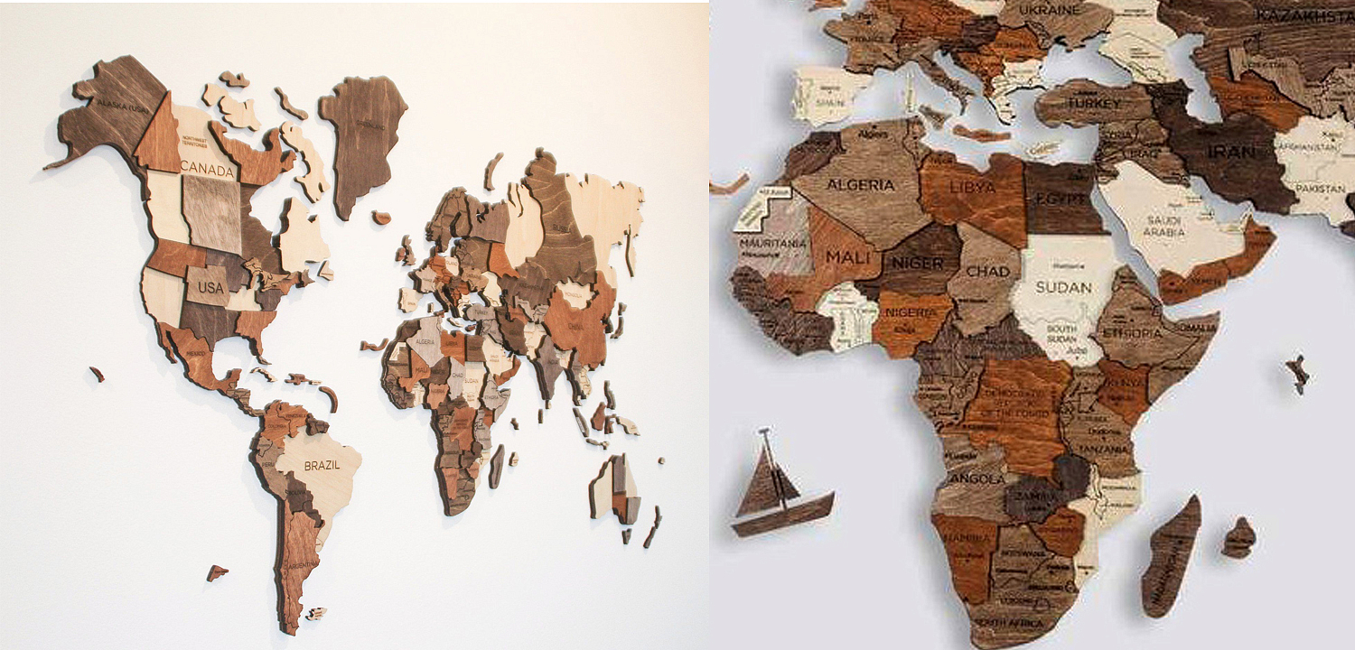 Аксессуар на стену Wooden World Map Аксессуар на стену Wooden World Map - Loft-Concept в Орле