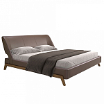 Кровать двуспальная с изголовьем из экокожи шоколадно-коричневого цвета Modern Look варинант исполнения - 1 | Loft Concept в Орле