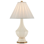 Настольная лампа с фактурным конусовидным абажуром и кожаным каркасом Malifis варинант исполнения - 3 | Loft Concept в Орле