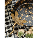 Блюдо черного цвета из фрафора на бронзовых ножках в виде стрекоз Eden Garden варинант исполнения - 5 | Loft Concept в Орле