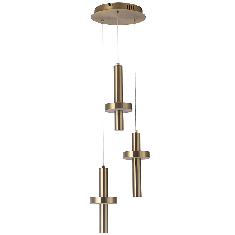 Каскадный светильник с 3-мя плафонами Flos Brass Metal Acrylic Trio Hanging Lamp Латунь в Орле | Loft Concept 