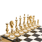 Шахматы из бронзы и натуральных камней Долерит и Мрамор с гравировкой Decorative Thematic Chess варинант исполнения - 2 | Loft Concept в Орле