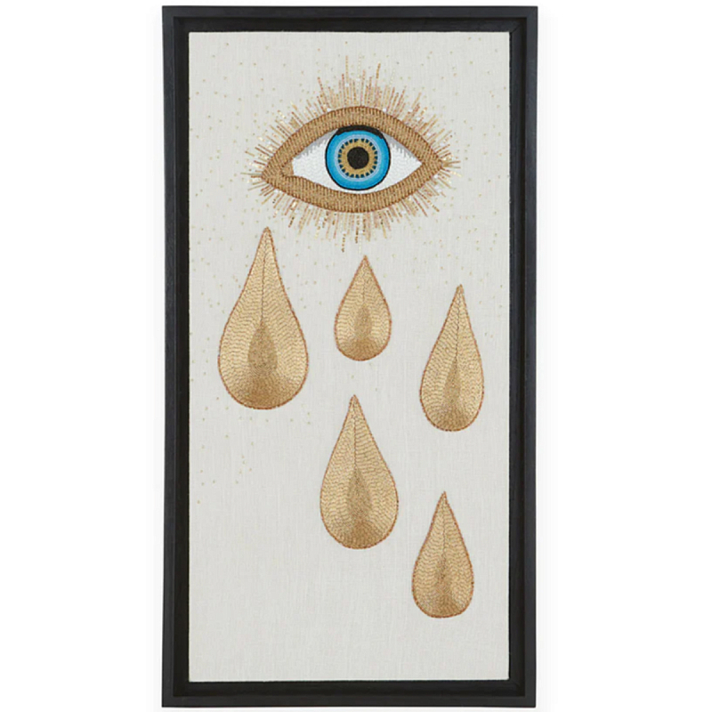 Панно Золотые Слезы вышивка бисером MUSE EYE TEAR BEADED ART Золотой Голубой Панно Золотые Слезы вышивка бисером MUSE EYE TEAR BEADED ART Золотой Голубой в Орле | Loft Concept