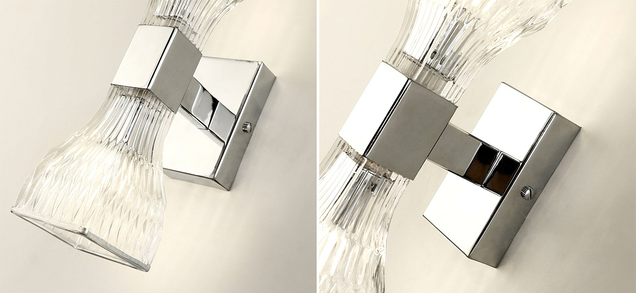 Бра с двумя плафонами из рельефного стекла GLASS HORN Chrome Бра с двумя плафонами из рельефного стекла GLASS HORN Chrome - Loft-Concept в Орле