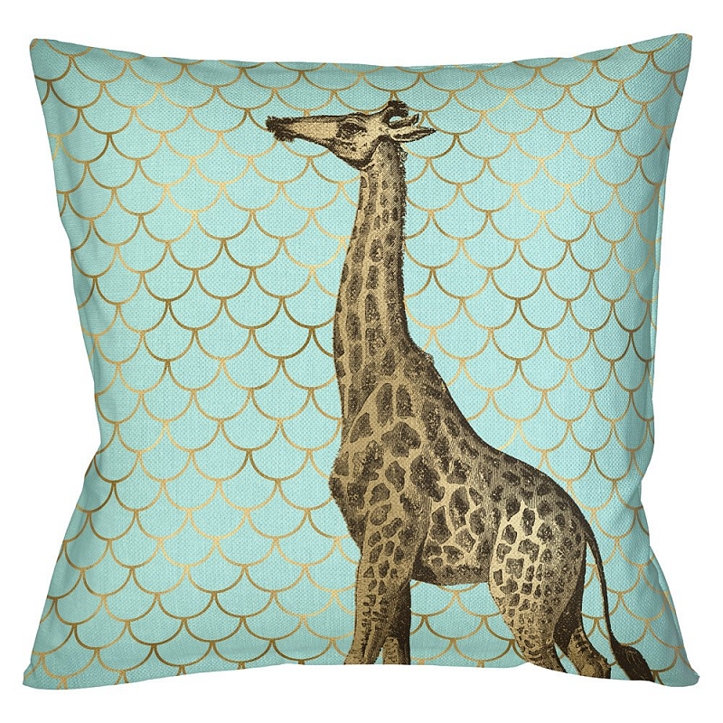 Подушка Safari light blue giraffe Бирюзовый Глянцевое золото Подушка Safari light blue giraffe Бирюзовый Глянцевое золото в Орле | Loft Concept
