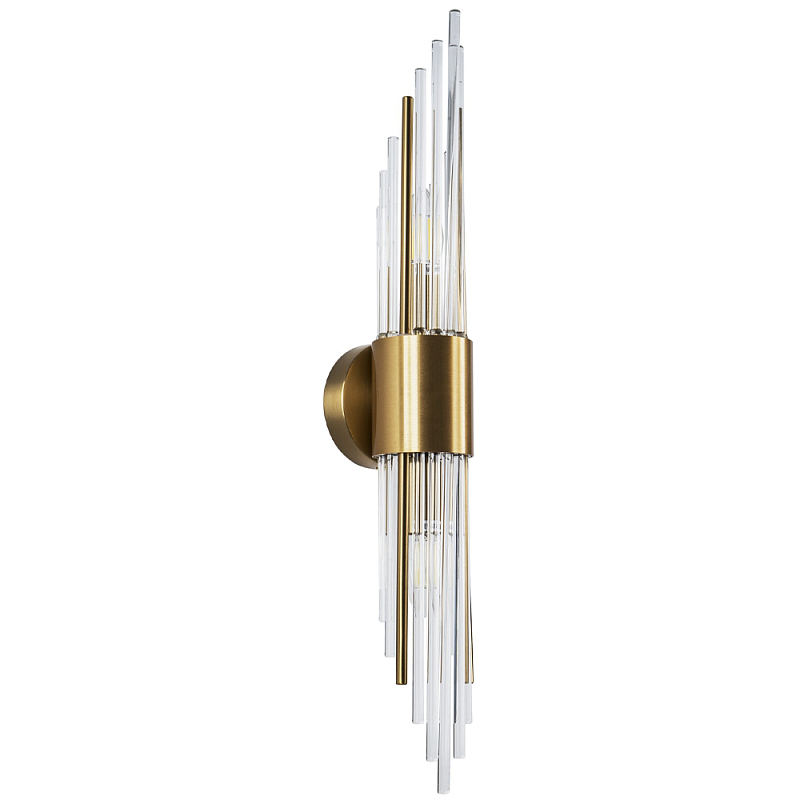 Бра с декором в виде хрустальных трубочек Nembus Brass Round Glass Wall Lamp Прозрачный Латунь Бра с декором в виде хрустальных трубочек Nembus Brass Round Glass Wall Lamp Прозрачный Латунь в Орле | Loft Concept