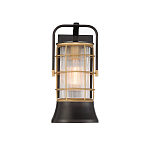 Настенный фонарь цилиндрической формы с рифленым стеклом в золотом каркасе на черном прямоугольном основании Eurofase варинант исполнения - 12 | Loft Concept в Орле