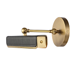 Светильник для картин цвет винтажная латунь с прямоугольным плафоном из кожи черного цвета Alora варинант исполнения - 2 | Loft Concept в Орле