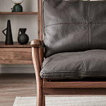 Кресло c каркасом из массива дерева и мягкой кожаной обивкой Walnut Armchair варинант исполнения - 10 | Loft Concept в Орле