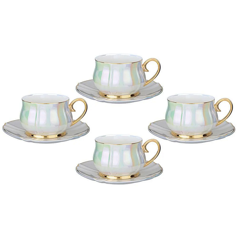 Чайный набор из фарфора на 4 персоны 8 предметов Porcelain Pearl Жемчужный Чайный набор из фарфора на 4 персоны 8 предметов Porcelain Pearl Жемчужный в Орле | Loft Concept