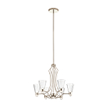 Люстра цвета никель с 6-ю рифлеными стеклянными плафонами и изогнутым каркасом Kichler варинант исполнения - 2 | Loft Concept в Орле