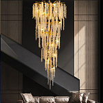 Люстра многоярусная с каркасом из металла и прозрачными подвесками FAIRYTREE Light варинант исполнения - 3 | Loft Concept в Орле