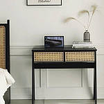 Дизайнерский письменный стол матово-чёрного цвета с 2-мя плетеными ящиками Glade Desk варинант исполнения - 2 | Loft Concept в Орле