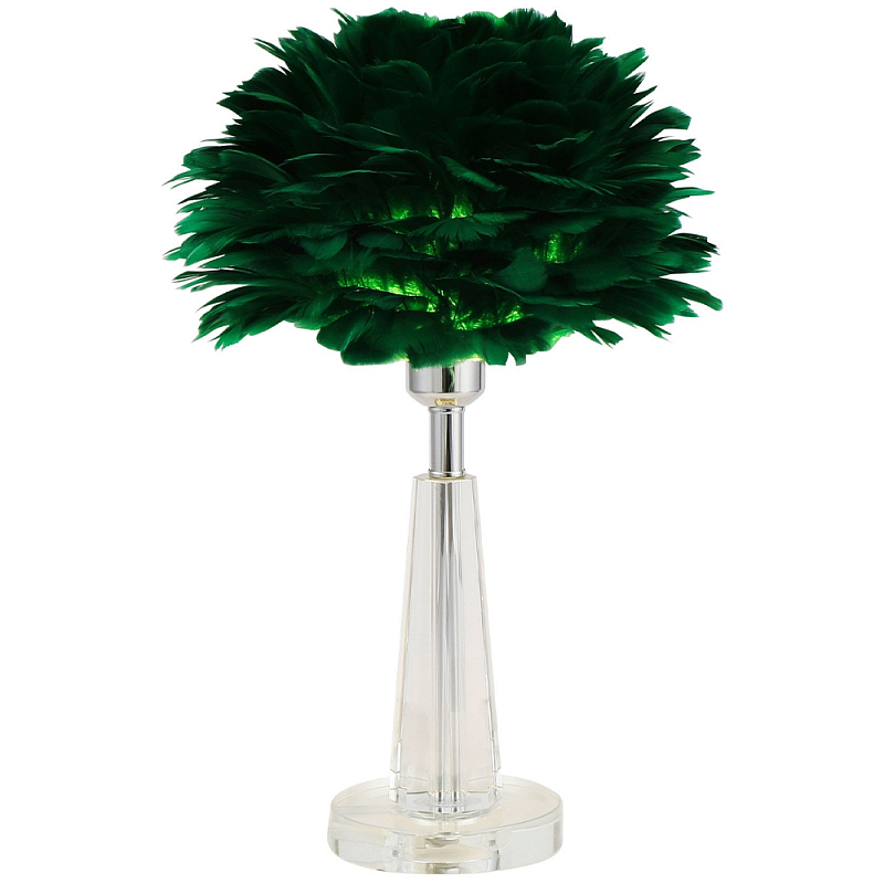 Настольная лампа с перьями Plumage Green Table Lamp Зеленый Прозрачный Хром Настольная лампа с перьями Plumage Green Table Lamp Зеленый Прозрачный Хром в Орле | Loft Concept