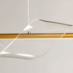 Люстра линейная золотистого цвета с двумя прозрачными волнистыми элементами Wave Line варинант исполнения - 9 | Loft Concept в Орле