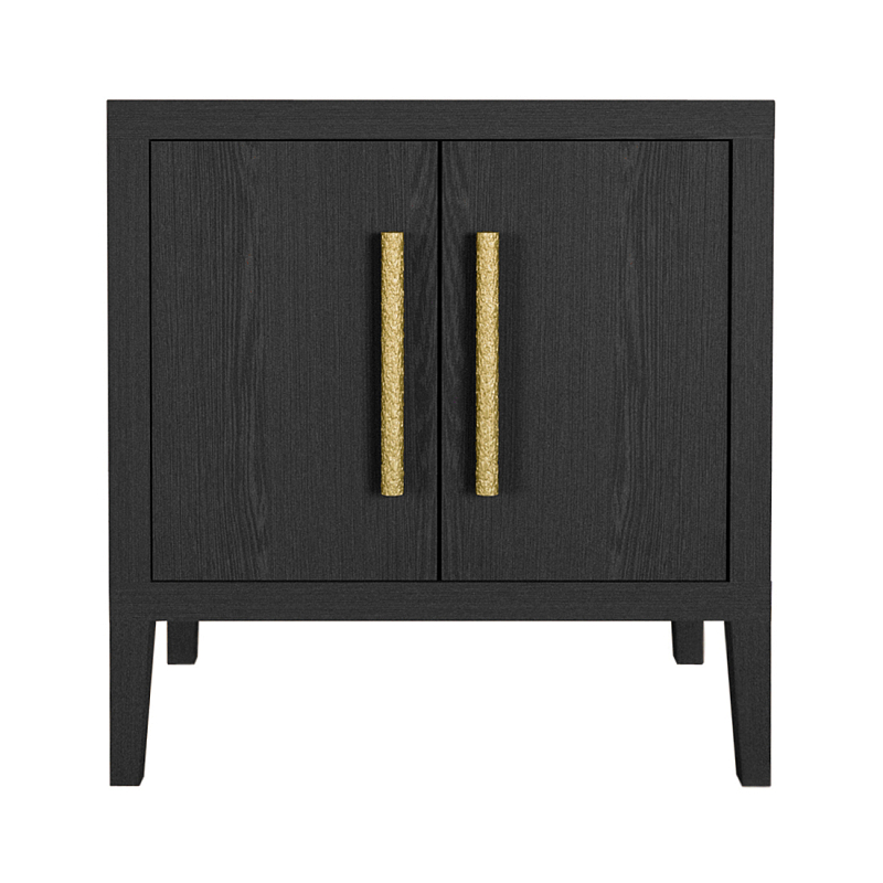 Тумбочка Primo с дверцами шпон Черный дуб Черный Золотой в Орле | Loft Concept 