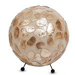 Настольная лампа из перламутра на металлическом каркасе Indonesian Circle варинант исполнения - 3 | Loft Concept в Орле