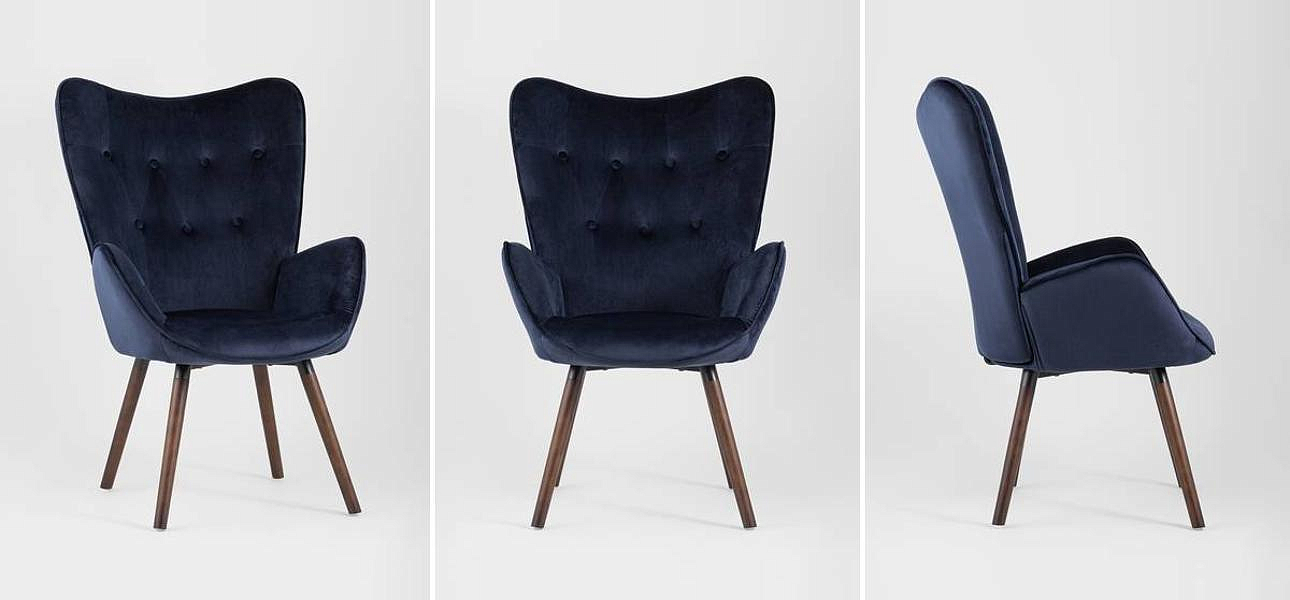 Полукресло Темно-Синий Велюр Grandee Chair Полукресло Темно-Синий Велюр Grandee Chair - Loft-Concept в Орле