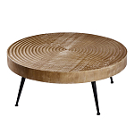 Журнальный столик с круглой фактурной столешницей из натурального дерева Vortex варинант исполнения - 1 | Loft Concept в Орле