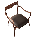 Стул деревянный с мягким сиденьем из коричневой натуральной кожи Moon Walnut Furniture варинант исполнения - 13 | Loft Concept в Орле