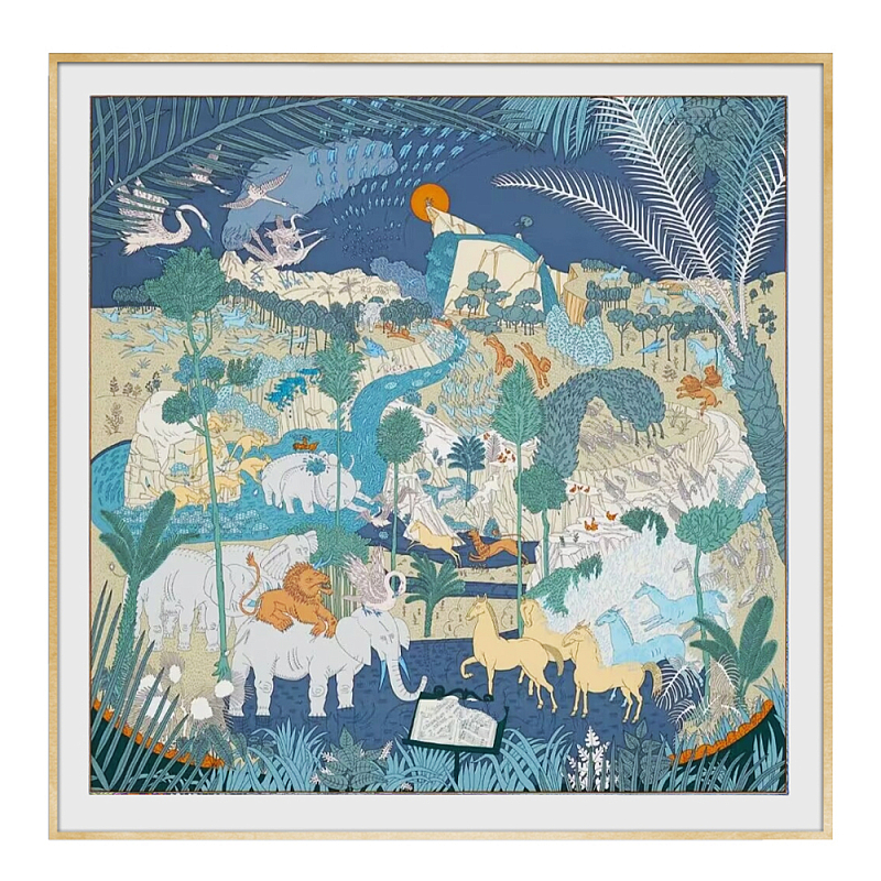 Картина Hermes Le Carnaval des Animaux Мульти Золотой Картина Hermes Le Carnaval des Animaux Мульти Золотой в Орле | Loft Concept