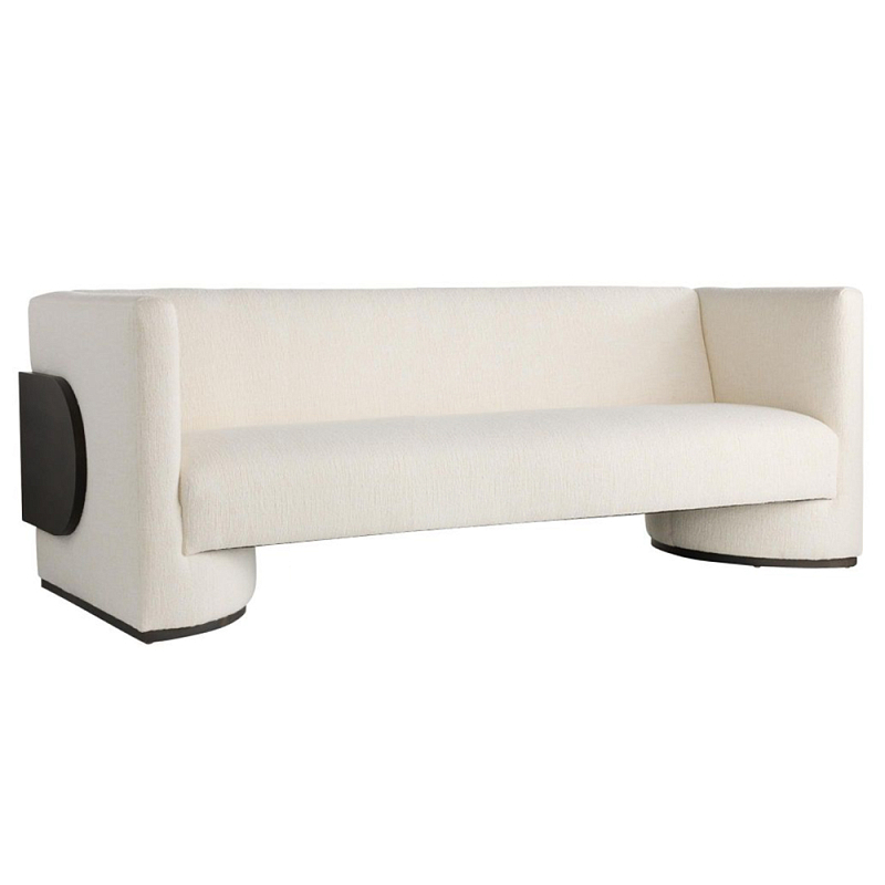 Трехместный диван Florida Sofa с элегантным деревянным декором Белый Черный Трехместный диван Florida Sofa с элегантным деревянным декором Белый Черный в Орле | Loft Concept