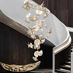 Люстра каскадная из белых цветов каллы и птичек Refined Taste of Light варинант исполнения - 2 | Loft Concept в Орле