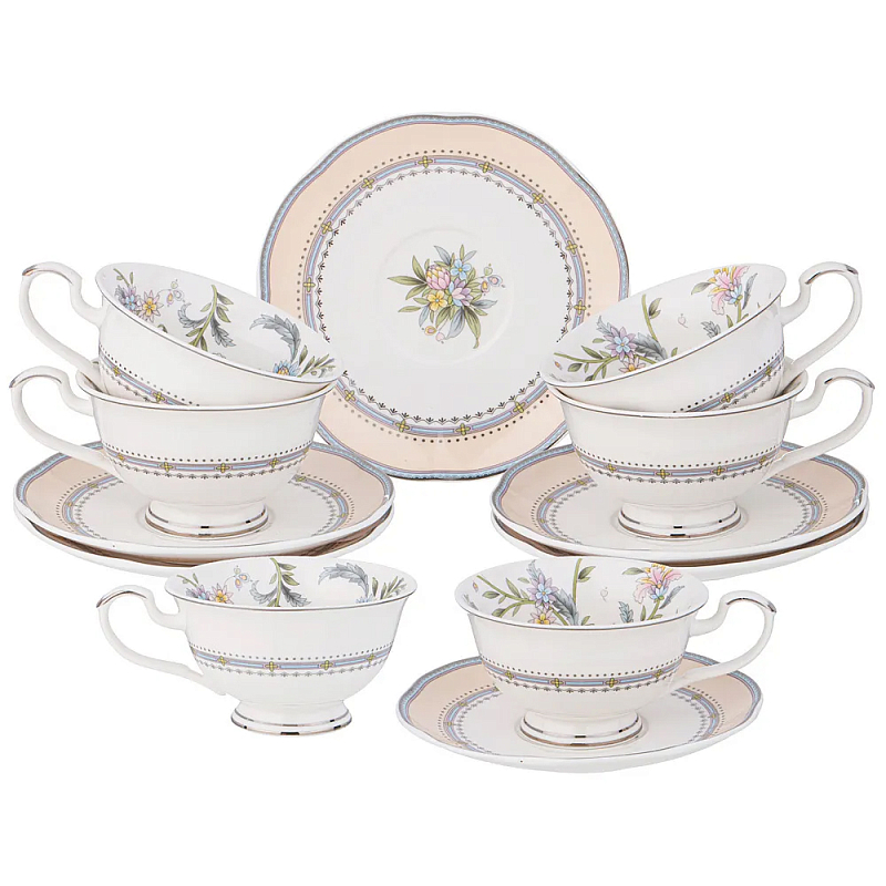 Чайный сервиз из фарфора на 6 персон 12 предметов Tea Flower Set Мульти Чайный сервиз из фарфора на 6 персон 12 предметов Tea Flower Set Мульти в Орле | Loft Concept