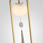Торшер с шарообразным плафоном из белого стекла с подвеской из камня и длинной кисточкой Agatelle варинант исполнения - 4 | Loft Concept в Орле