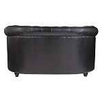 Диван кожаный двухместный на 4-х деревянных ножках из массива березы Logan Leather Seating black варинант исполнения - 3 | Loft Concept в Орле