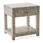 Тумбочка прикроватная Vancouver Bone Inlay Bedside Beige варинант исполнения - 1 | Loft Concept в Орле