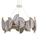 Люстра круглая с полукруглыми плафонами из искусственного алебастра в бронзовой оправе Marbella варинант исполнения - 1 | Loft Concept в Орле