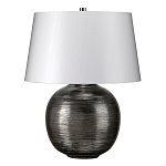 Настольная лампа с круглым фарфоровым основанием ручной работы с покрытием глазурью и белым абажуром из искусственного шелка Elstead Lighting варинант исполнения - 1 | Loft Concept в Орле