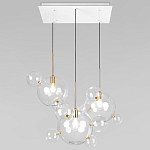 Люстра подвесная 3 лампы с прозрачными стеклянными шарами и золотыми деталями Giopato & Coombes варинант исполнения - 1 | Loft Concept в Орле