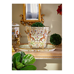 Кашпо с растительным и животным орнаментом на бронзовых ножках Turquoise Blooming Garden варинант исполнения - 5 | Loft Concept в Орле