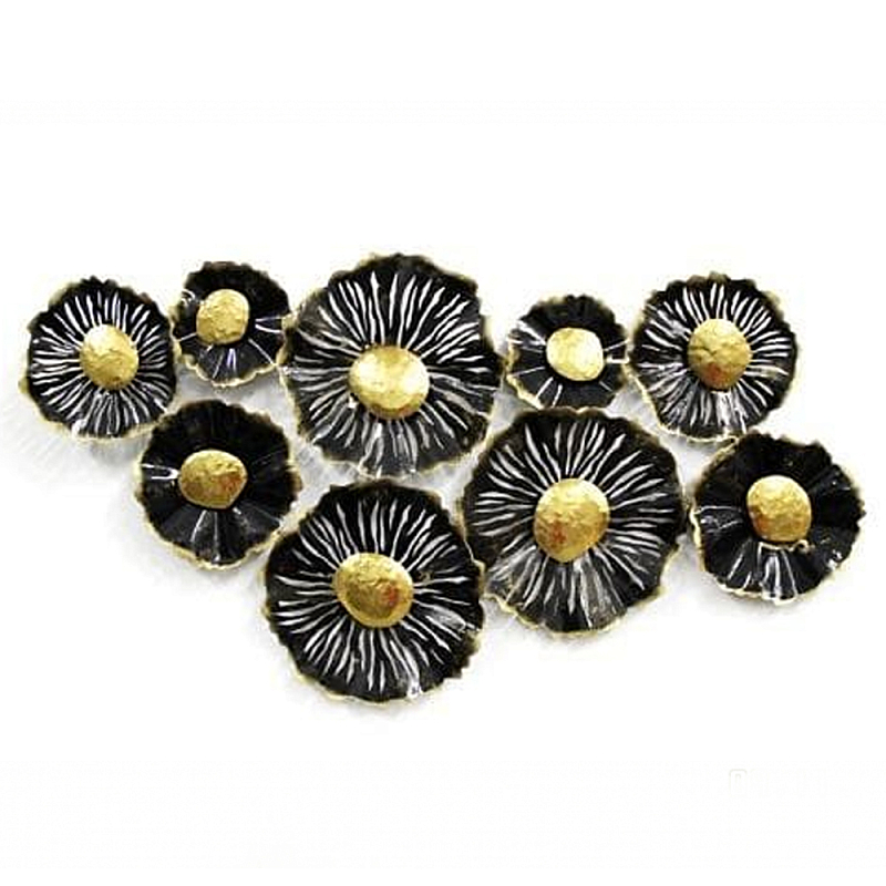 Панно настенное Blank Sheet Black flower Золотой Черный Панно настенное Blank Sheet Black flower Золотой Черный в Орле | Loft Concept