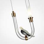 Подвесной светильник с декоративной фигуркой птицы на прозрачной изогнутой трубке Ganthea варинант исполнения - 5 | Loft Concept в Орле