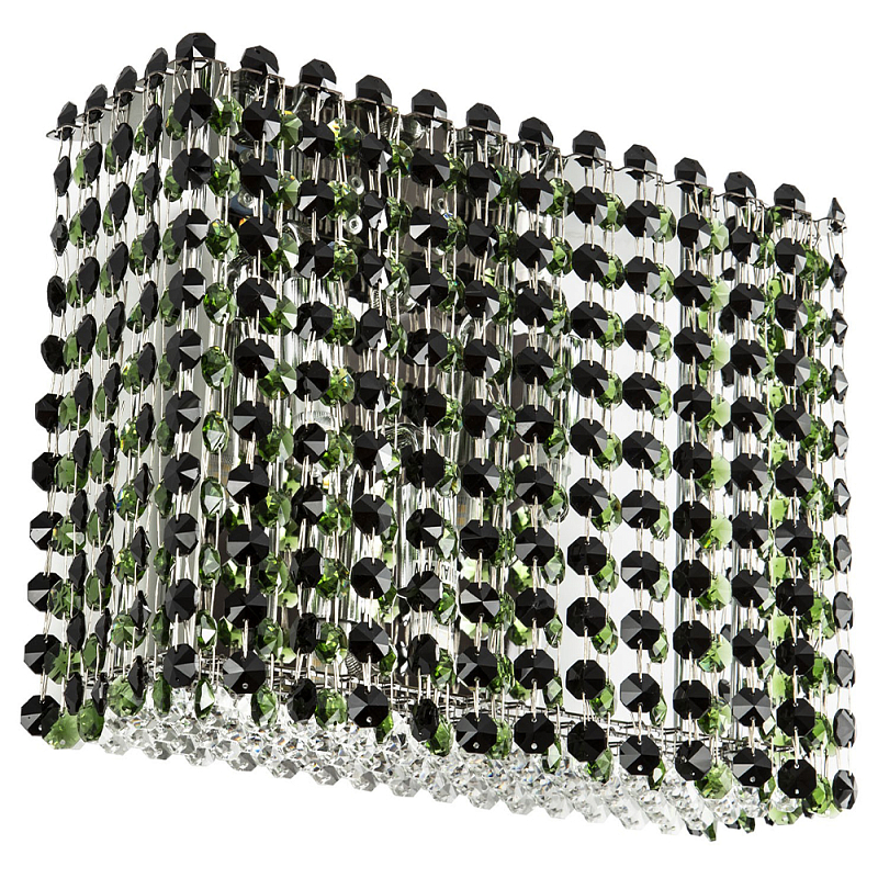 Бра с хрустальными подвесками хром Crystal Art Chrome Green Rectangular Wall Lamp Зеленый Хром Бра с хрустальными подвесками хром Crystal Art Chrome Green Rectangular Wall Lamp Зеленый Хром в Орле | Loft Concept