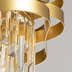 Люстра цвета матового золота с металлическими лентами и длинными прозрачными подвесками Gilded Waves варинант исполнения - 9 | Loft Concept в Орле